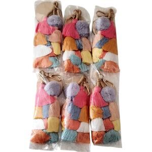 Keychain Tassel / Purse / Bag Luggage  Boho Pom Pom Charm Colorful & Fun